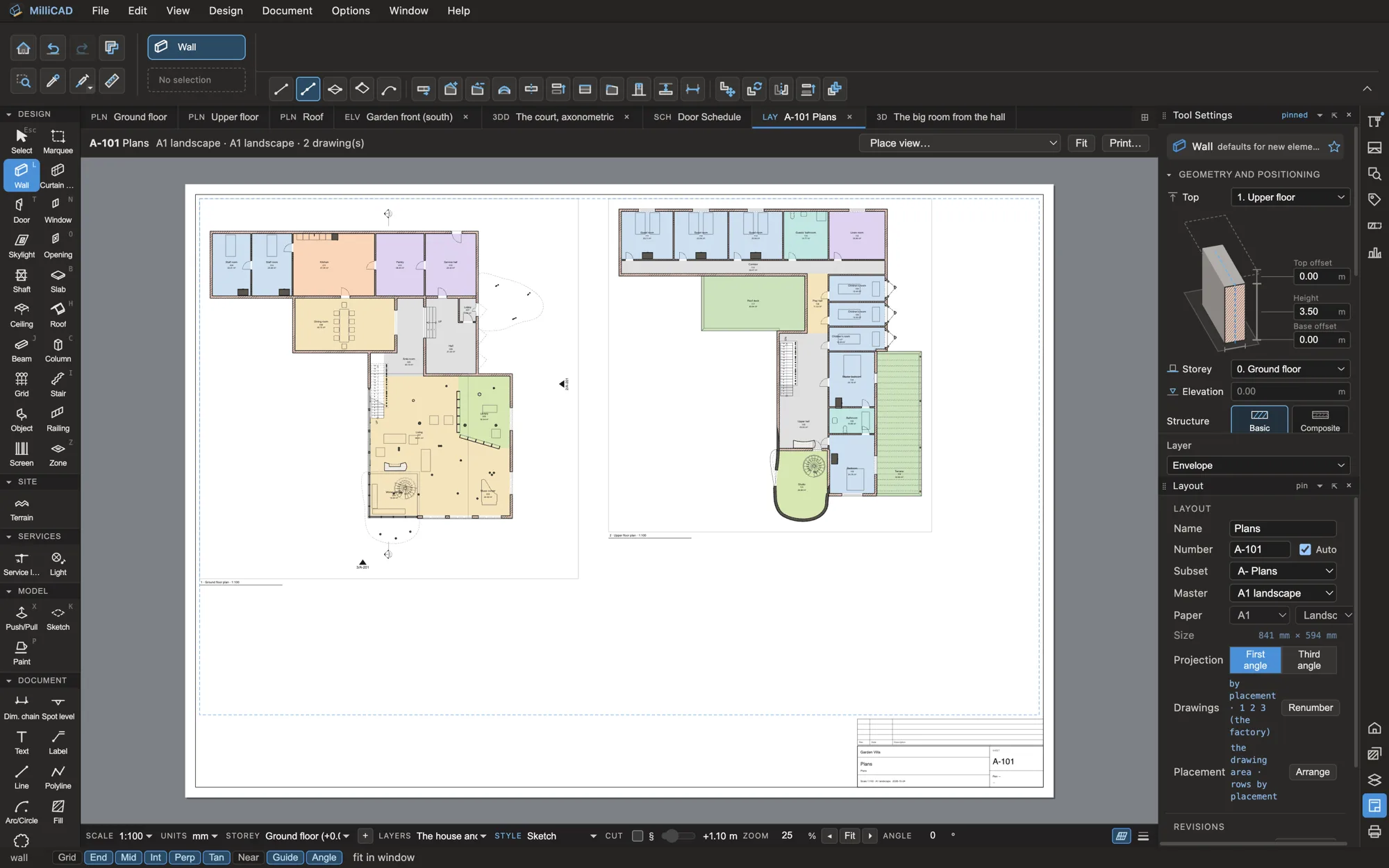 A plans sheet with a title block, ready to publish